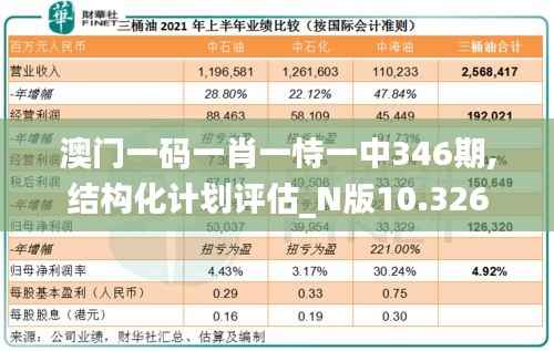 澳门一码一肖一恃一中346期,结构化计划评估_N版10.326