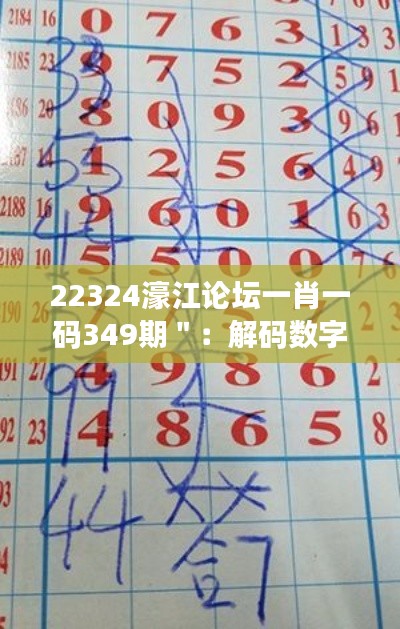 22324濠江论坛一肖一码349期":解码数字彩票的神秘魅力