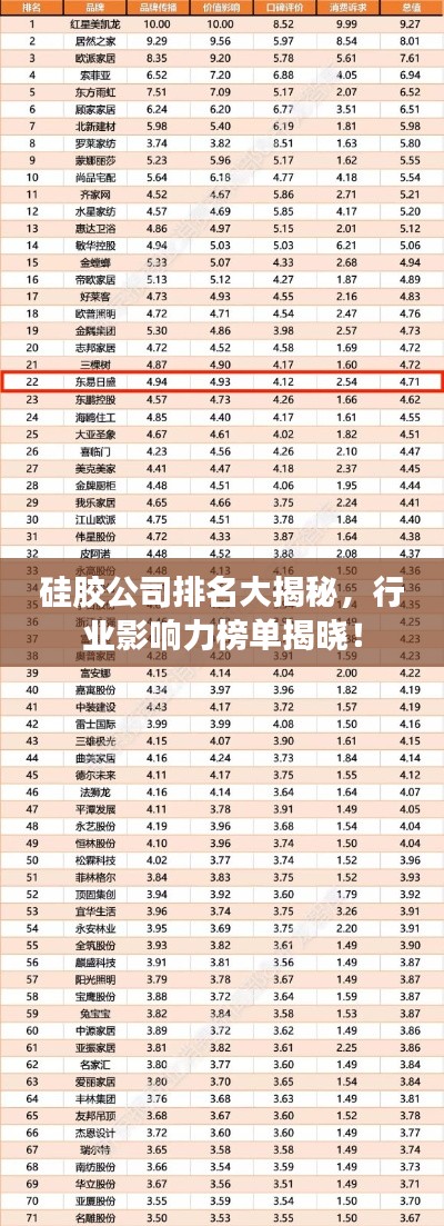 硅胶公司排名大揭秘,行业影响力榜单揭晓!