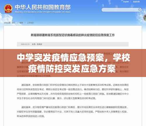 中学突发疫情应急预案,学校疫情防控突发应急方案