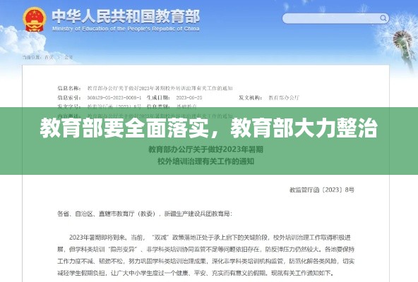 教育部要全面落实，教育部大力整治 